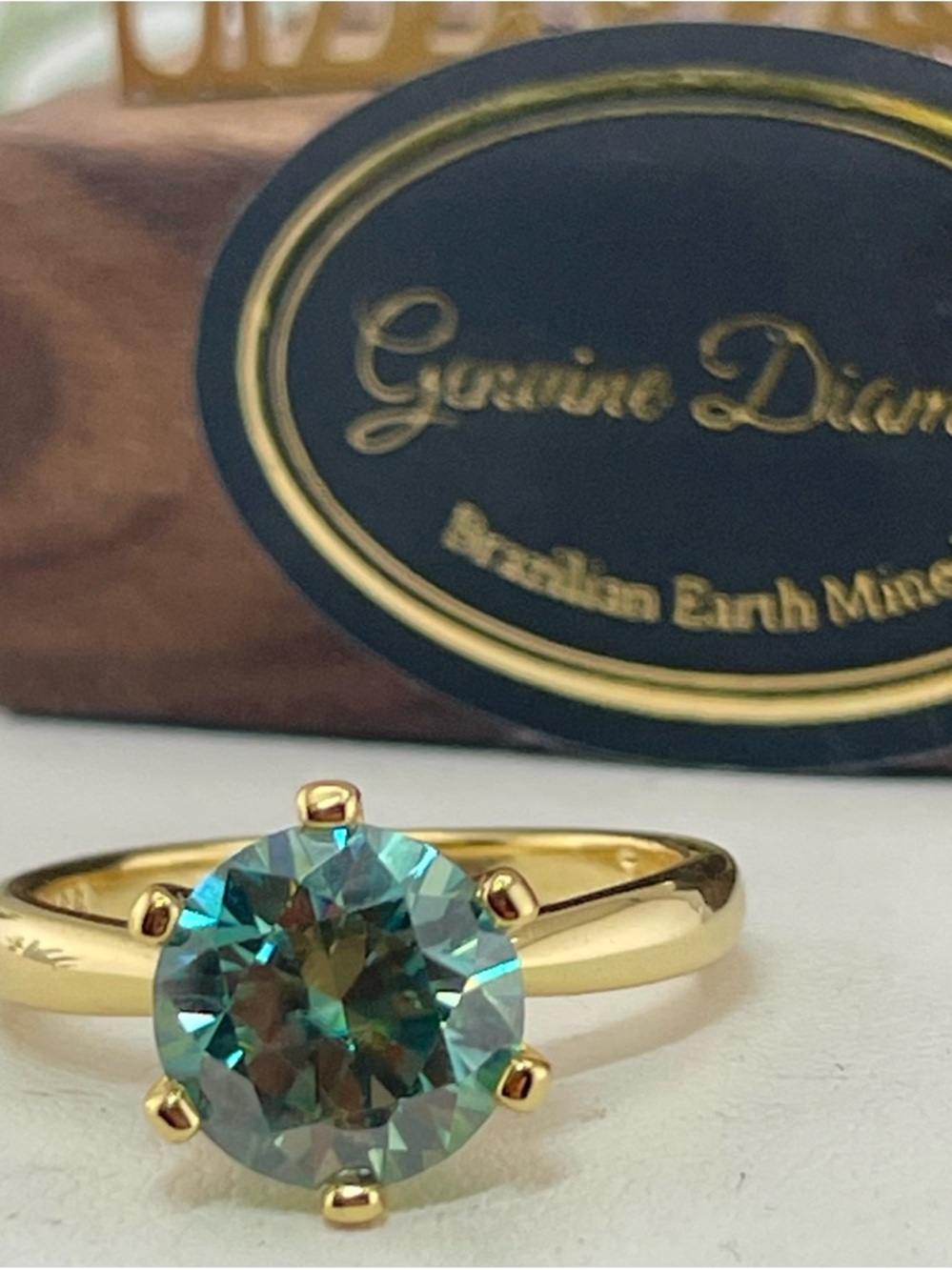 3ct Diamond Green Ring Band. Yellow Gold on 925. Size 5 6 7 8 - Picture 10 of 17